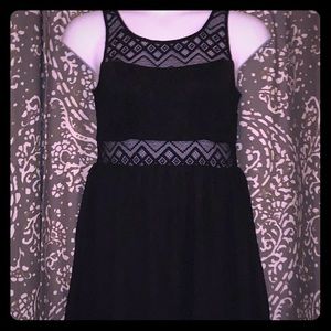 Lace mesh chiffon skater dress